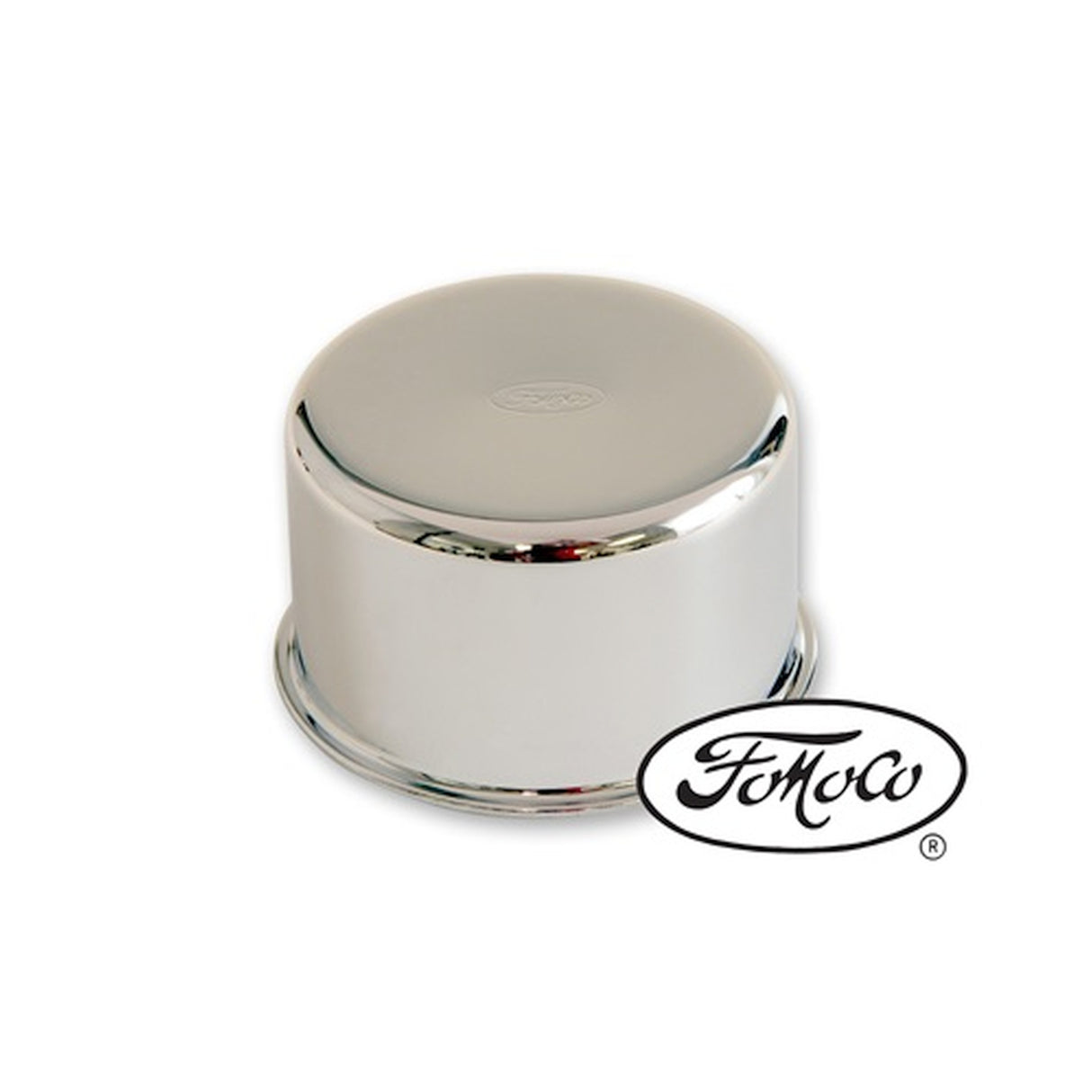 Scott Drake Valve Cover Oil Cap Chrome Push-On FoMoCo logo - B6AZ-6766-B