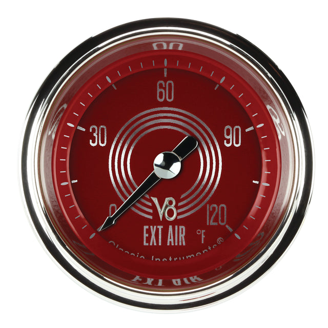 Classic Instruments V8 Red Steelie 2-1/8" Outside Air Tempature Gauge - V8RS199SHC