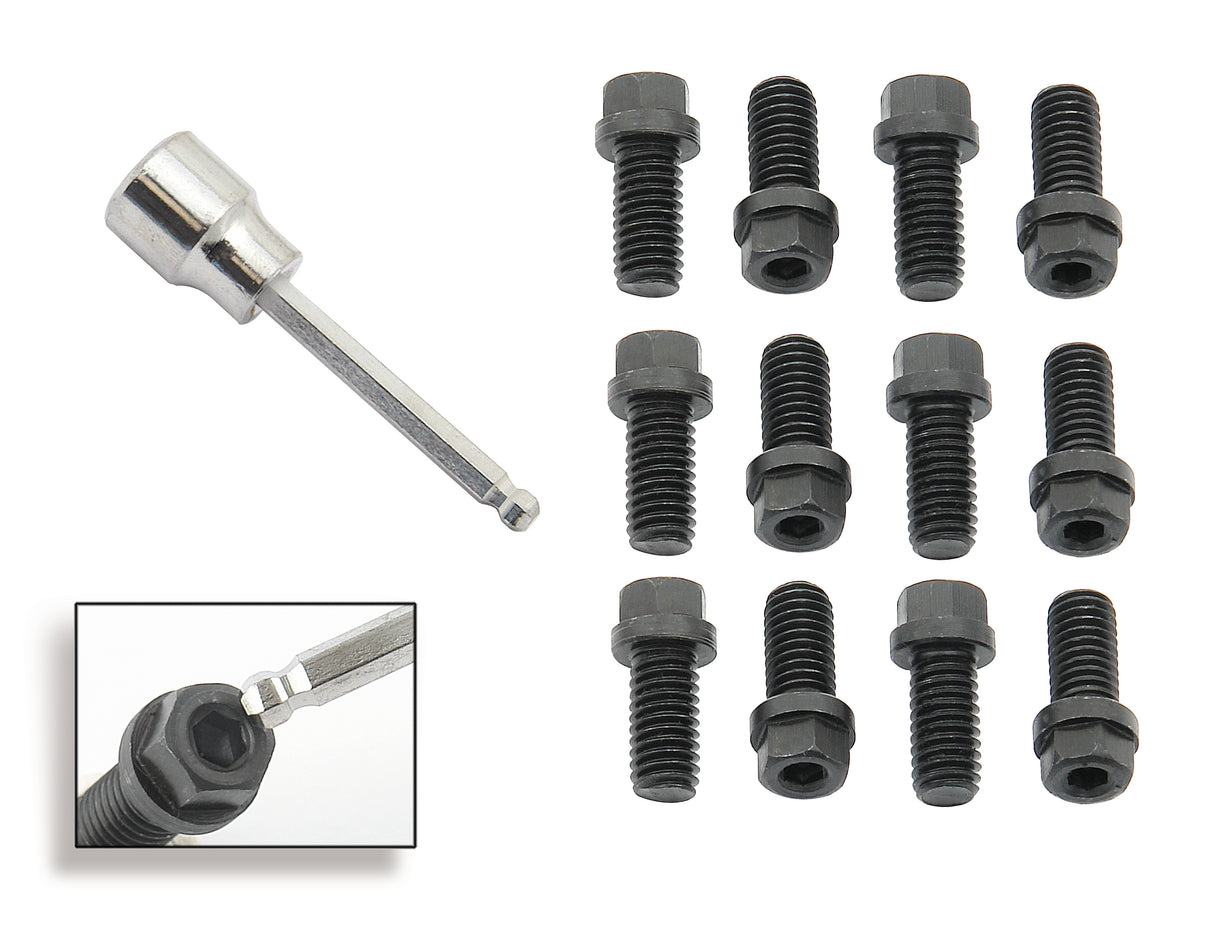 Mr Gasket Header Bolts - 3/8-16 x 3/4 Inch Hex & Socket Head - Black Oxide - 3420G