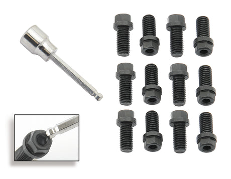 Mr Gasket Mr. Gasket Header Bolts - 3/8-16 x 3/4 Inch Hex & Socket Head - Black Oxide - 3420G