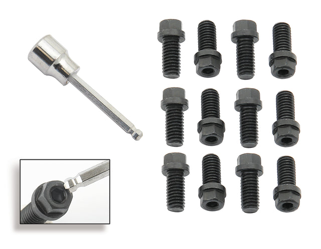 Mr Gasket Header Bolts - 3/8-16 x 3/4 Inch Hex & Socket Head - Black Oxide - 3420G