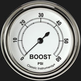 Classic Instruments Classic White 2 5/8" Boost Gauge, 60 psi - CW343SLF