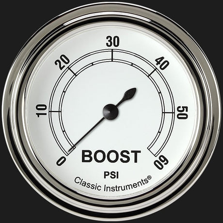 Classic Instruments Classic White 2 5/8" Boost Gauge, 60 psi - CW343SLF