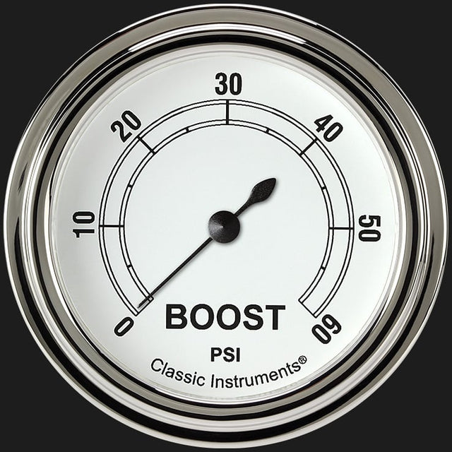 Classic Instruments Classic White 2 5/8" Boost Gauge, 60 psi - CW343SLF