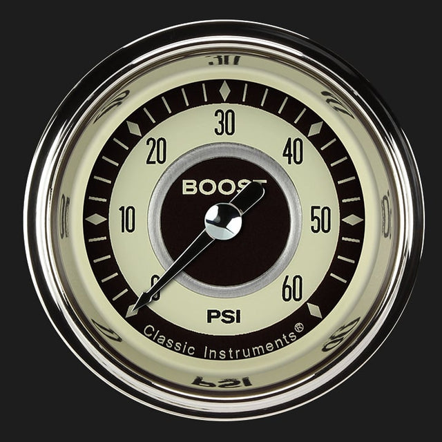 Classic Instruments Nostalgia VT 2 1/8" Boost Gauge, 60 psi - NT143SHC