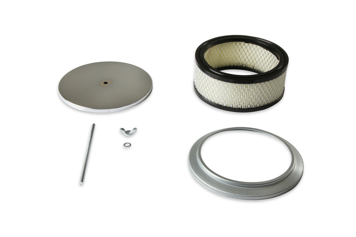 Mr Gasket Air Cleaner - 6-1/2 Inch Diameter, 2-7/16 Inch Tall - Chrome - 1485