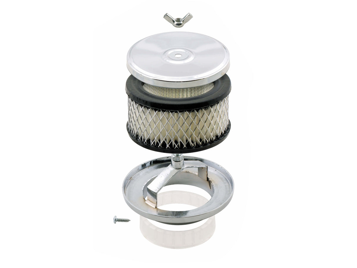 Mr Gasket Air Cleaner - Deep Dish - 4 Inch x 2 Inch - Chrome - 4354