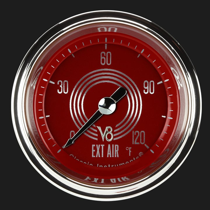 Classic Instruments V8 Red Steelie 2 1/8" Outside Air Temp. Gauge - V8RS199SHC