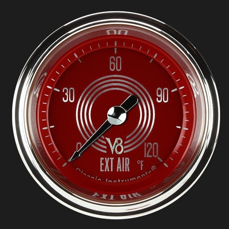 Classic Instruments V8 Red Steelie 2 1/8" Outside Air Temp. Gauge - V8RS199SHC