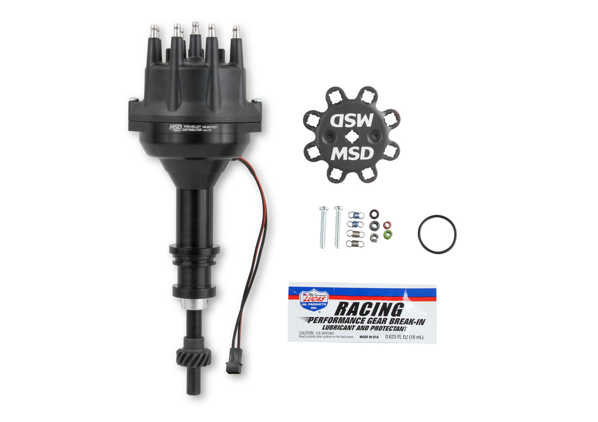 MSD Black Distributor, Ford 351W, Pro-Billet w/Steel Gear - 857831