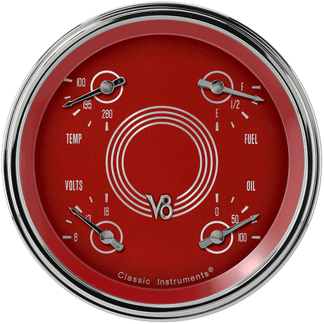 Classic Instruments V8 Red Steelie 4 5/8" Quad - V8RS31SLC