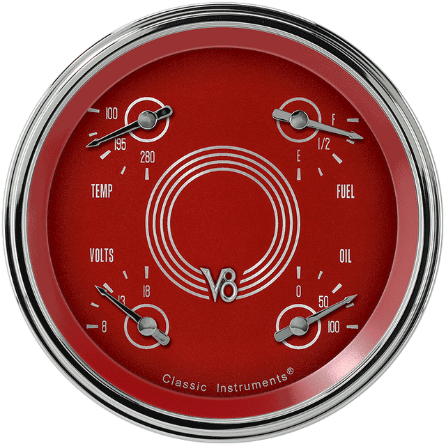 Classic Instruments V8 Red Steelie 4 5/8" Quad - V8RS75SLC