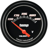 Classic Instruments Velocity Black 2-5/8" Short Sweep Water Temp Gauge - VS226BBLF-08