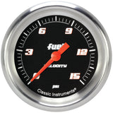 Classic Instruments Velocity Black 2-5/8" Fuel Pressure Gauge (15 PSI) - VS345BAPF