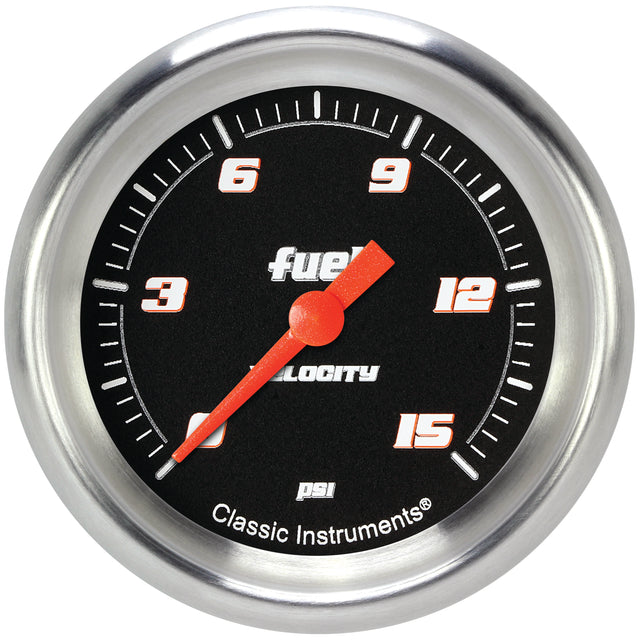 Classic Instruments Velocity Black 2-5/8" Fuel Pressure Gauge (15 PSI) - VS345BAPF
