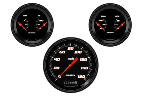 Classic Instruments Velocity Black Series Three Gauge Set - VS64BBLF