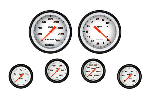 Classic Instruments Velocity White Six Gauge Set 351 - VS351WBLF