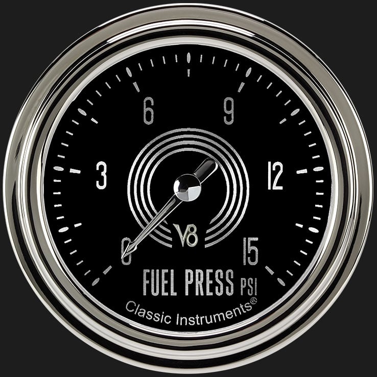 Classic Instruments V8 Speedster 2 5/8" Fuel Pressure Gauge, 15 psi - V8SR345SLC