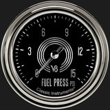 Classic Instruments V8 Speedster 2 5/8" Fuel Pressure Gauge, 15 psi - V8SR345SLC