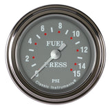 Classic Instruments Silver Gray 2-1/8" Fuel Pressure Gauge (15 PSI) - SG145SLF