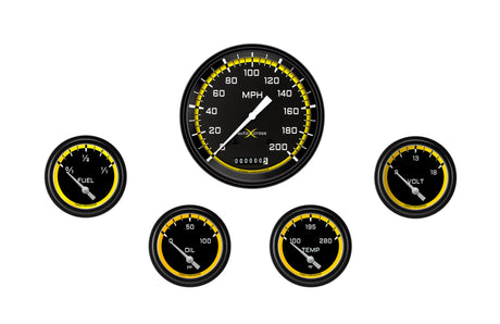 Classic Instruments AutoCross Yellow Five Gauge Set 254 - AX254YBLF