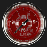Classic Instruments V8 Red Steelie 2 1/8" Fuel Pressure Gauge, 100 psi - V8RS146SHC