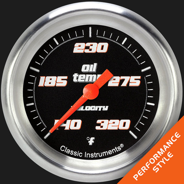 Classic Instruments Velocity Black 2 5/8" Oil Temperature Gauge - VS328BAPF