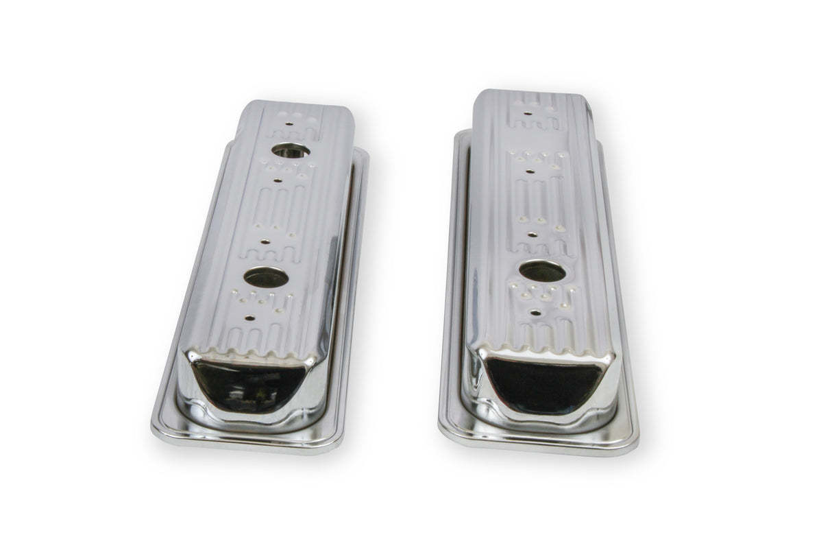 Mr Gasket Chrome Valve Covers - Finned - 9415