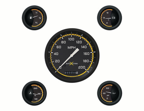 Classic Instruments Auto Cross Yellow 6 Gauge Set - AX54YBLF