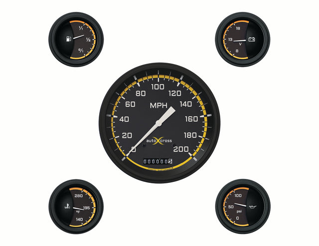Classic Instruments Auto Cross Yellow 6 Gauge Set - AX54YBLF