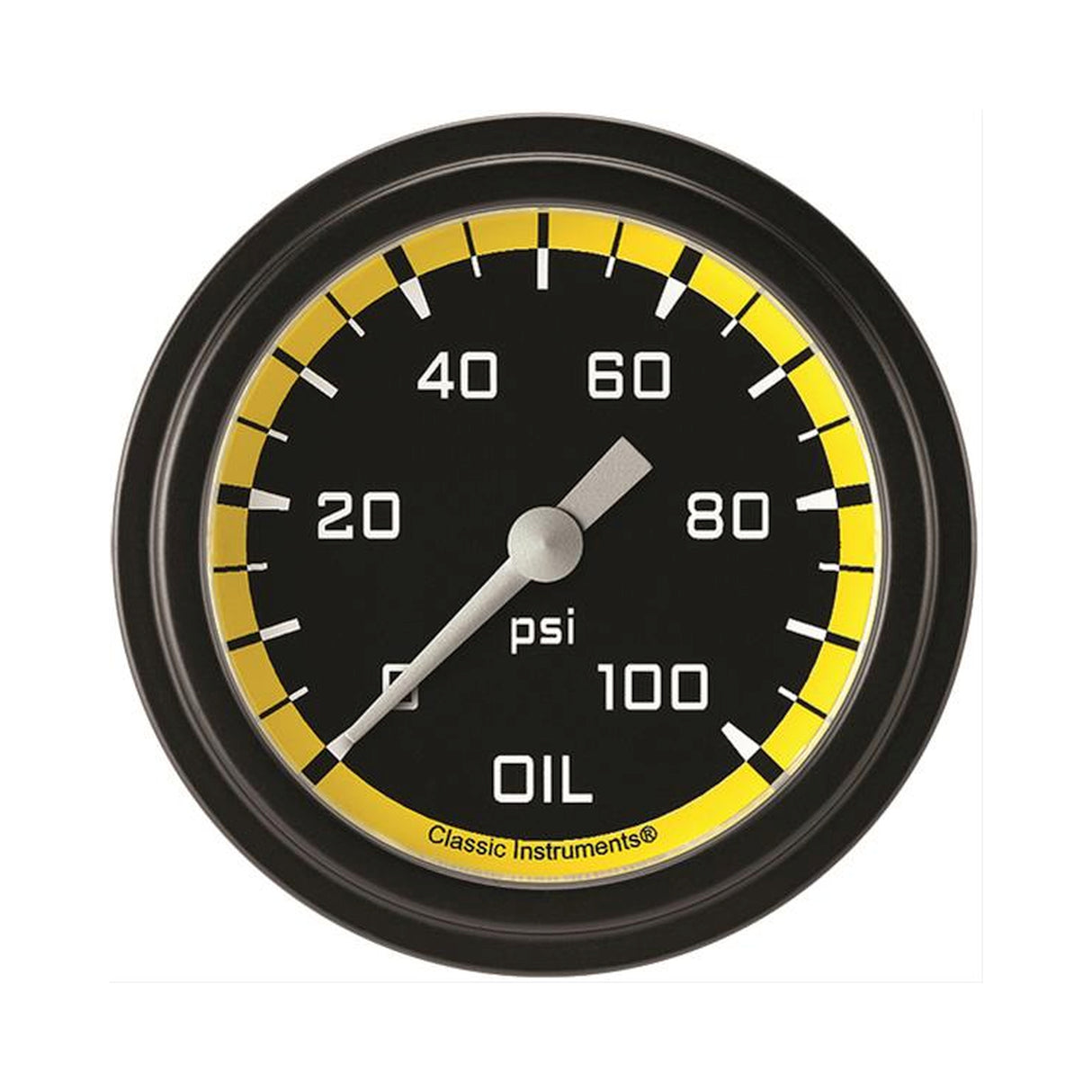 Classic Instruments Autocross Yellow 2 5/8" Oil Pressure Gauge - AX381YBLF