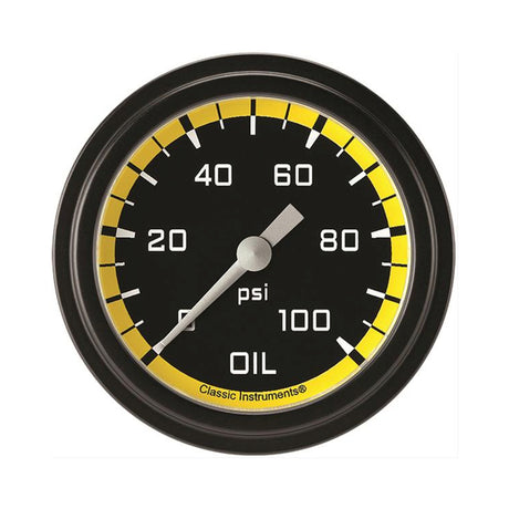 Classic Instruments Autocross Yellow 2 5/8" Oil Pressure Gauge - AX381YBLF