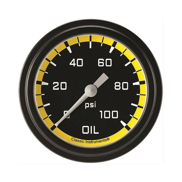Classic Instruments Autocross Yellow 2 5/8" Oil Pressure Gauge - AX381YBLF