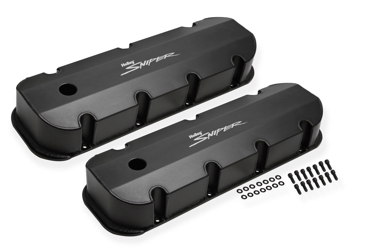 Holley 890004B Sniper Valve Cover - Fabricated Aluminum - BBC - Tall - Black