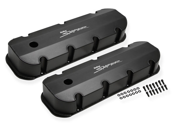 Holley 890004B Sniper Valve Cover - Fabricated Aluminum - BBC - Tall - Black