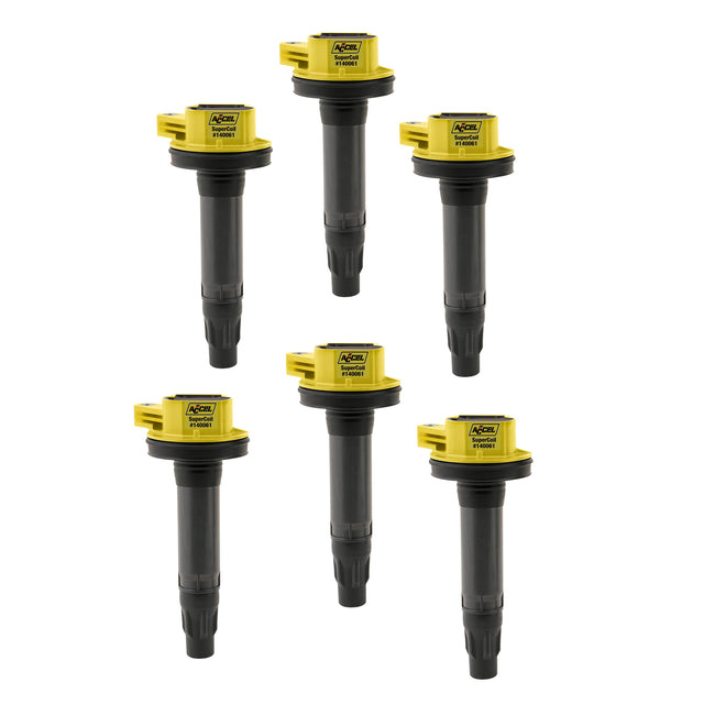 ACCEL Ignition Coil - SuperCoil Series - 2007-2016 Ford 3.5L/3.7L V6, Yellow, 6-pack - 140061-6