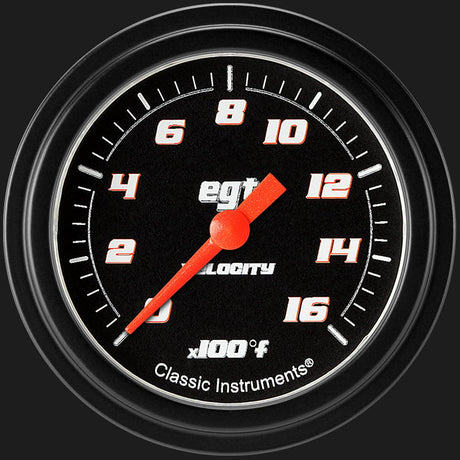 Classic Instruments Velocity Black 2 5/8" Exhaust Gas Temp. Gauge - VS398BBLF