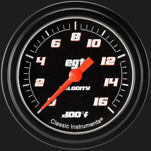 Classic Instruments Velocity Black 2 5/8" Exhaust Gas Temp. Gauge - VS398BBLF