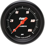 Classic Instruments Velocity Black 2-5/8" Fuel Pressure Gauge (15 PSI) - VS345BBPF