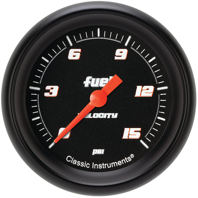 Classic Instruments Velocity Black 2-5/8" Fuel Pressure Gauge (15 PSI) - VS345BBPF