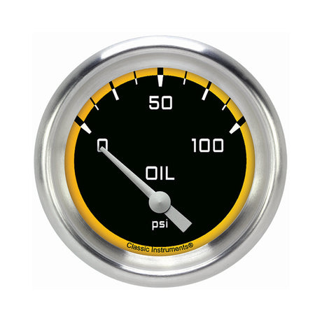 Classic Instruments Autocross Yellow 2 5/8" Oil Pressure Gauge - AX281YAPF