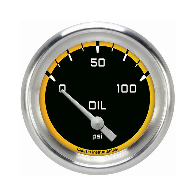 Classic Instruments Autocross Yellow 2 5/8" Oil Pressure Gauge - AX281YAPF