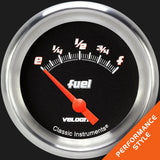 Classic Instruments Velocity Black 2 5/8" Fuel Gauge, 0-90 ohm - VS212BAPF