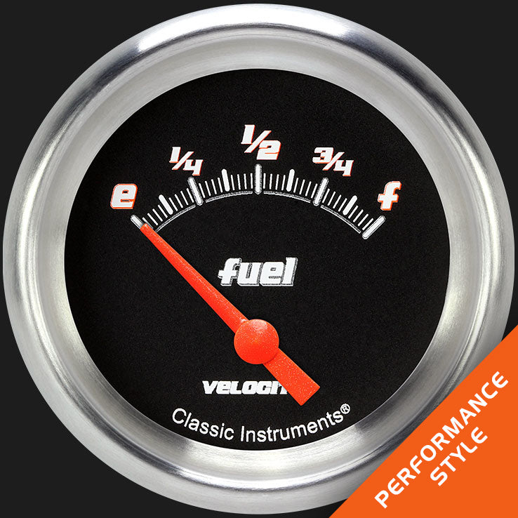 Classic Instruments Velocity Black 2 5/8" Fuel Gauge, 0-30 ohm - VS214BAPF