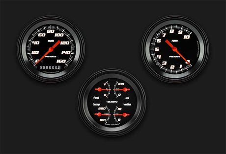 Classic Instruments Velocity Black Series Three Gauge Set - VS03BBLF