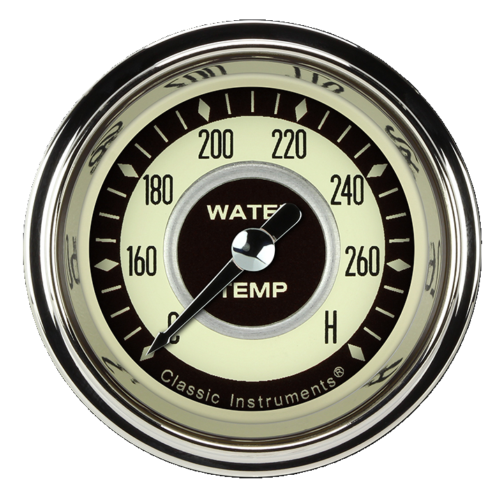 Classic Instruments Nostalgia VT 2 1/8" Full Sweep Water Temperature Gauge - NT126SHC-02