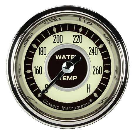 Classic Instruments Nostalgia VT 2 1/8" Full Sweep Water Temperature Gauge - NT126SHC-08