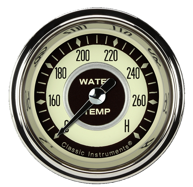 Classic Instruments Nostalgia VT 2 1/8" Full Sweep Water Temperature Gauge - NT126SHC-04