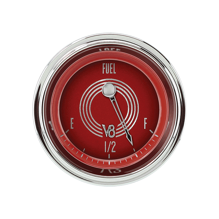 Classic Instruments V8 Red Steelie 2 1/8" Fuel - V8RS12SHC
