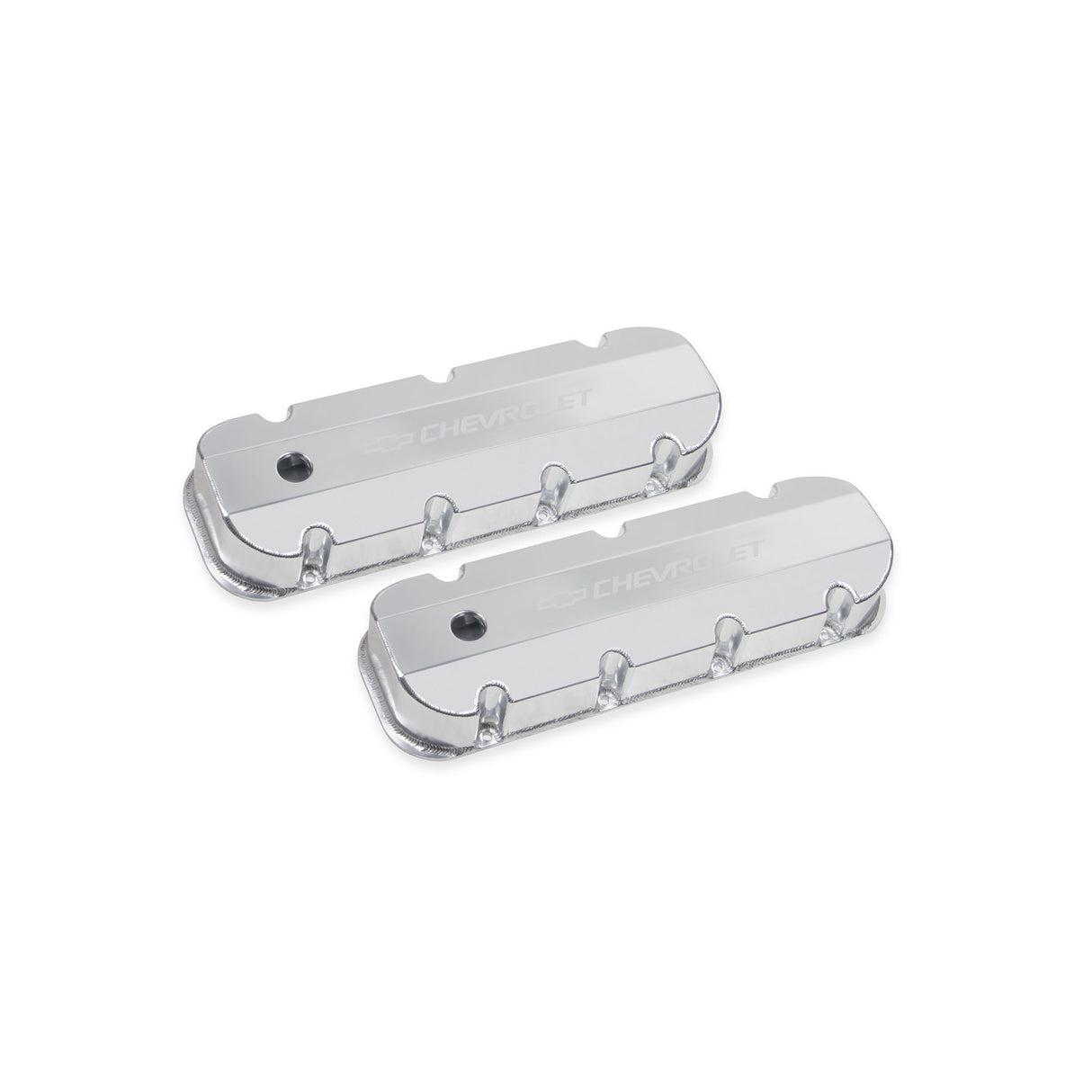 Holley 241-280 GM Licensed Valve Cover - Track Series - BBC - Fabricated Aluminum - Silver